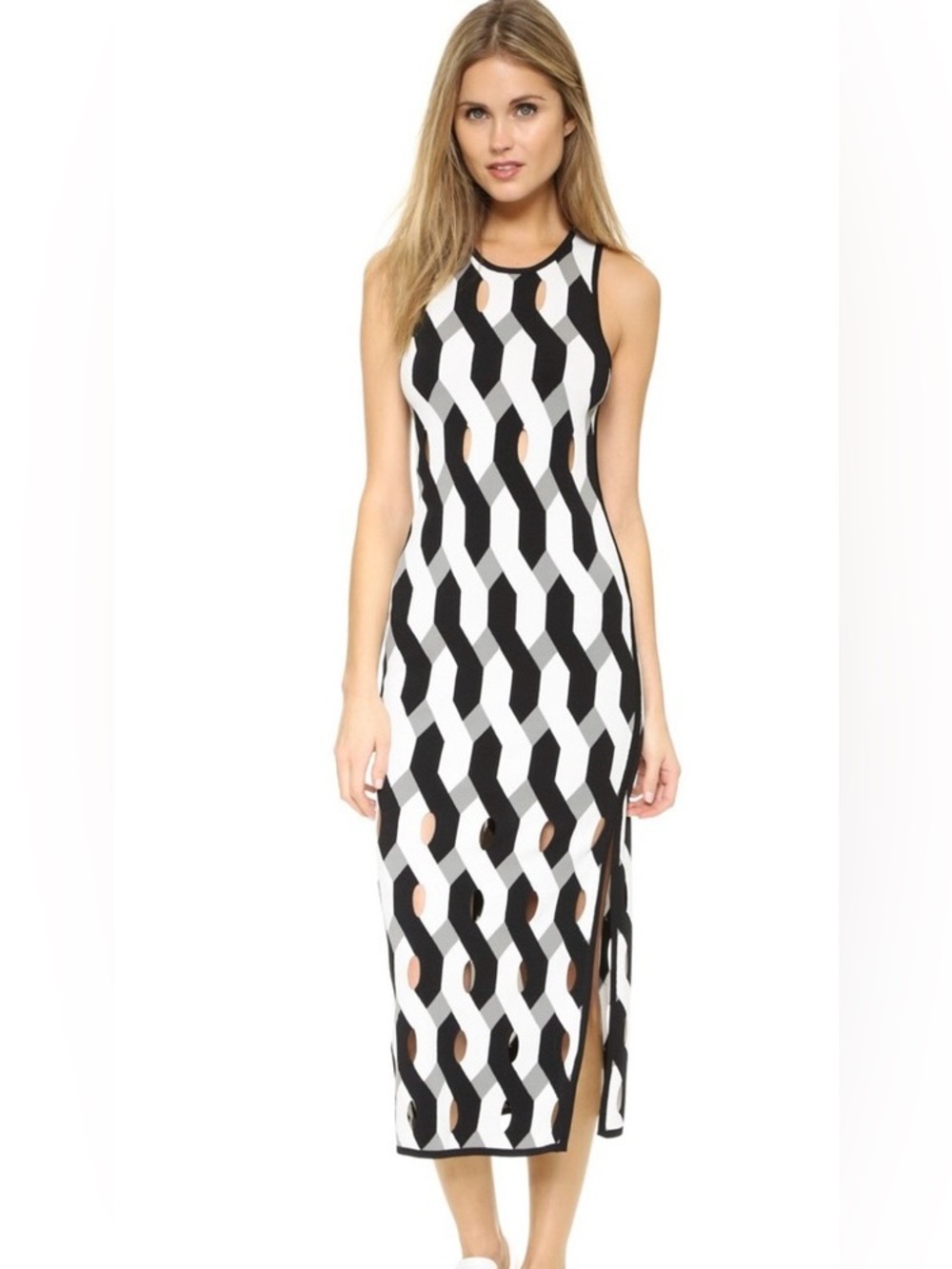 Rag & Bone | Olympia Black White Geometric | Cutout | Maxi Dress | XXS